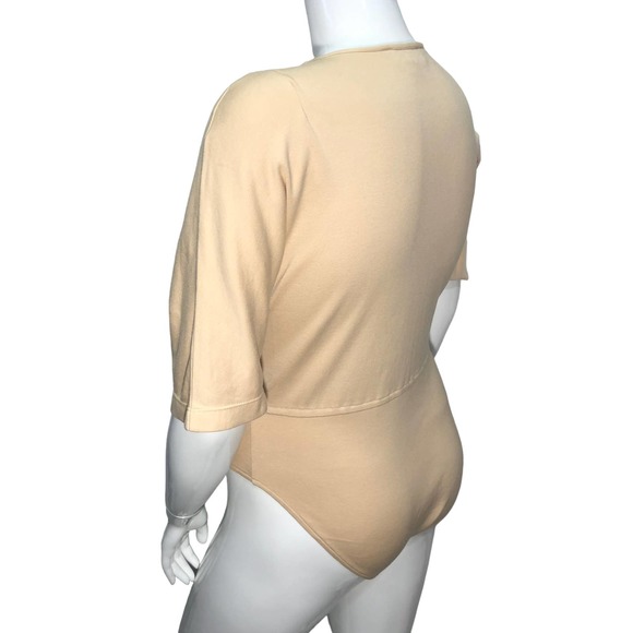 Donna Karan Womens Size M Beige Bodysuit Boxy Vintage Basic - Picture 8 of 12